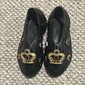 Women’s Black Crown Embellished Shoes